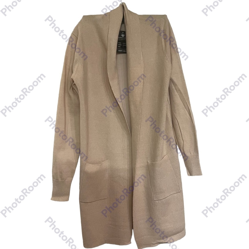 Esperanza Apricot Blush Cardigan Pockets Long Sleeves Cardigan